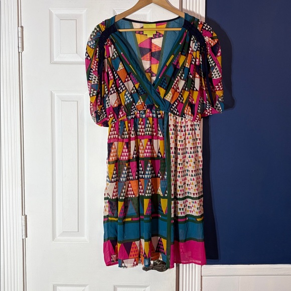 Maeve Multicolor Geometric Dress Anthropologie - size 12 - Picture 8 of 8